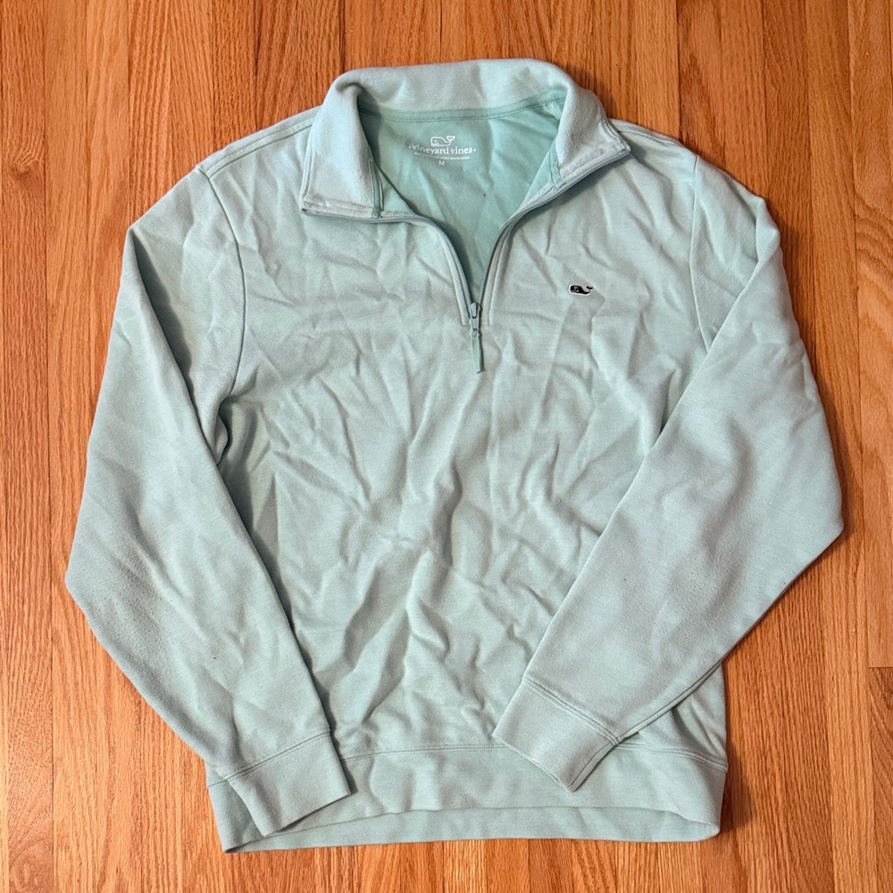 Vineyard Vines Aqua Quarter-Zip Sweater